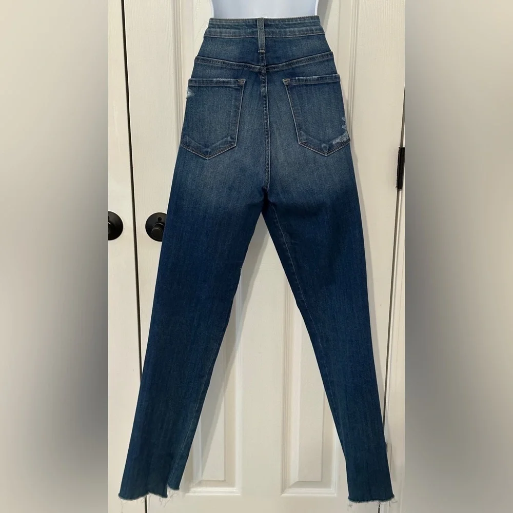 Flying Monkey High Rise Distressed Jeans with Blue Racing Stripe - Size 31